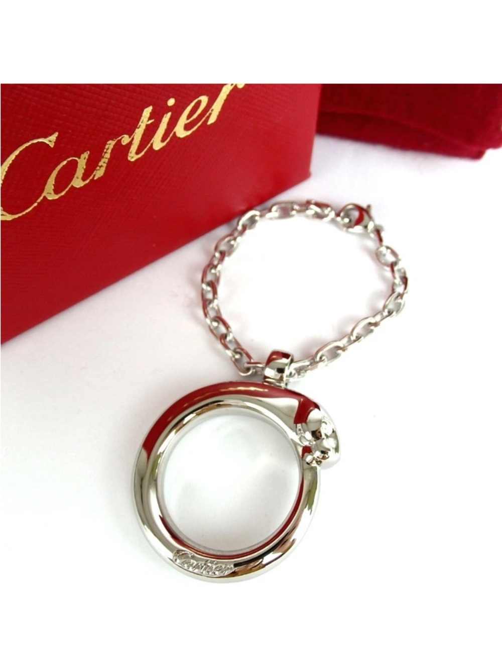 CARTIER silver-tone Panthère Key Ring with Chain - Picture 5 of 5
